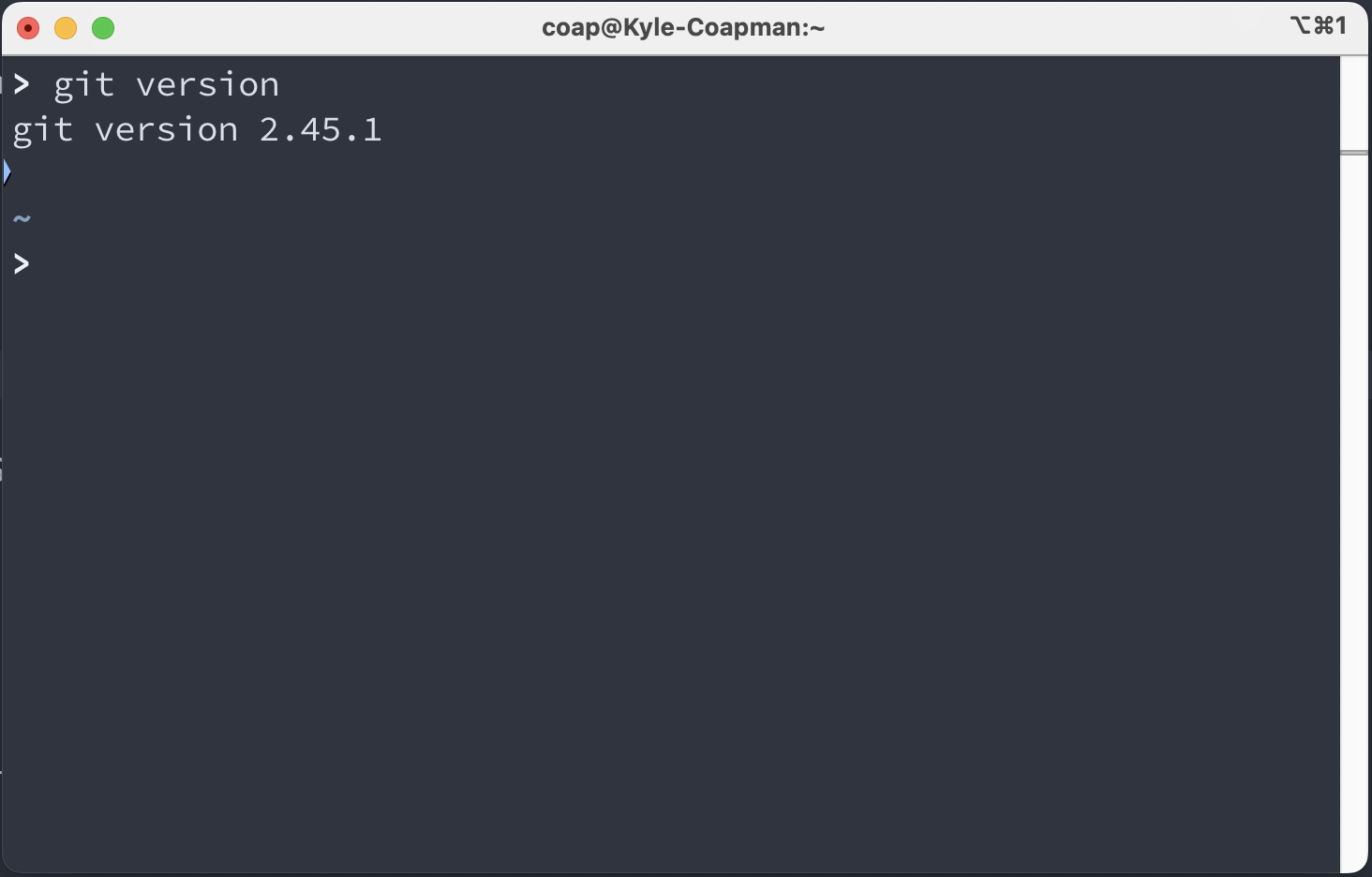 Example of verifying installation of Git Example of verifying installation of Git